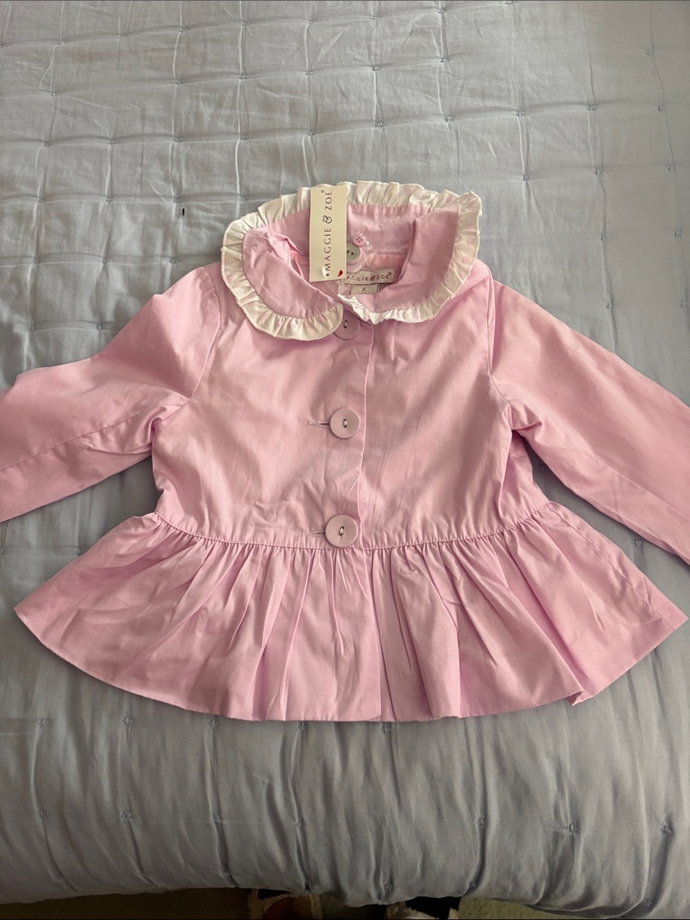NWT Maggie & Zoe Light Pink Ruffle-Trim Pink Top
